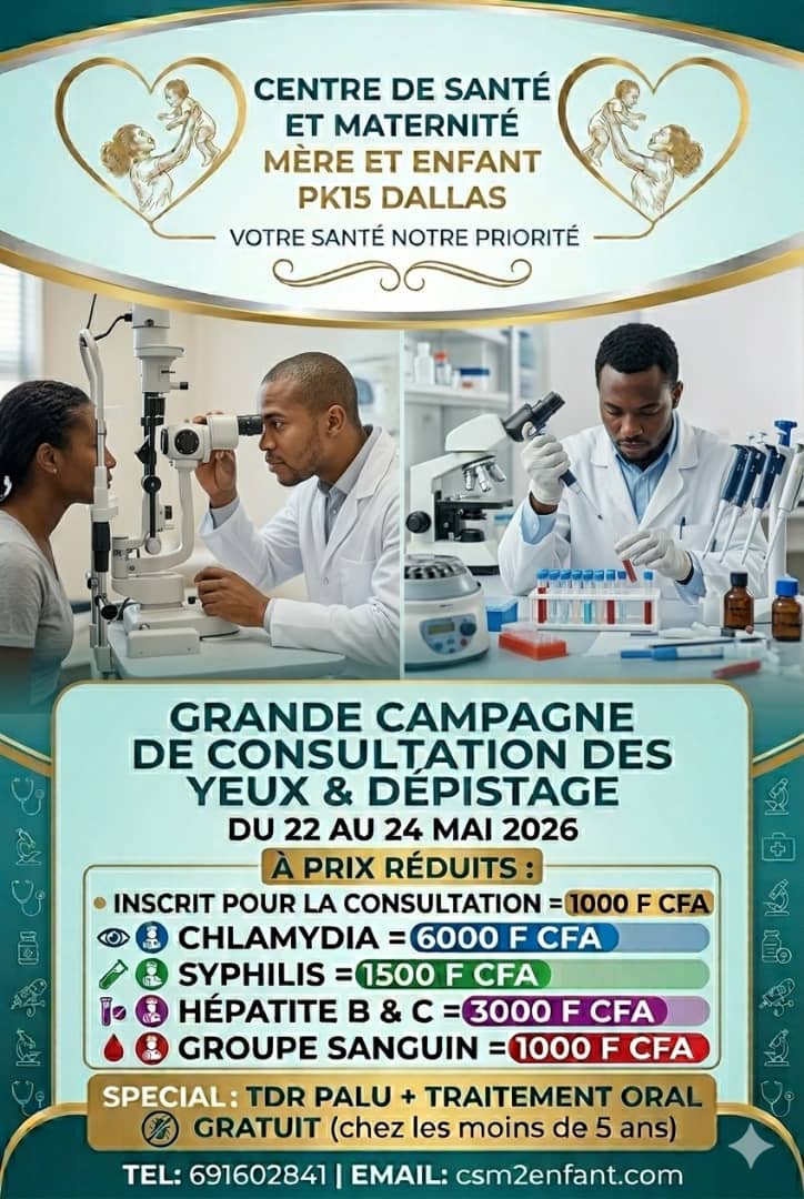 Grande Campagne de Consultation des Yeux et Dépistage — 22 au 24 Mai 2026